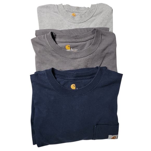 Carhartt Lot x 3 Original Fit Long Sleeve Crewneck Pocket Large - Picture 12 of 13
